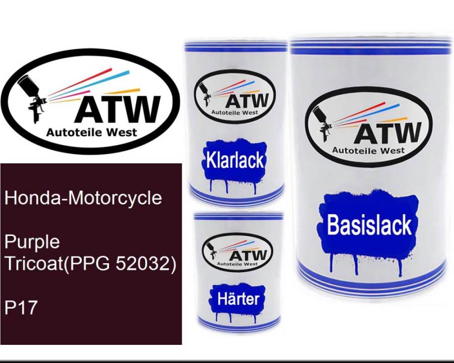 Honda-Motorcycle, Purple Tricoat(PPG 52032), P17: 500ml Lackdose + 500ml Klarlack + 250ml Härter - Set, von ATW Autoteile West.